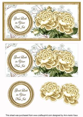 Cream Roses New Job Dl Decoupage Topper