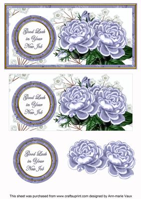 Pblue Roses New Job Dl Decoupage Topper