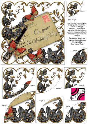 Black Blossom Wedding Day Ink Saver 6in Corner Stacker