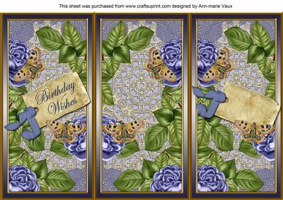 Blue Roses Birthday Wishes Quick Tri-fold Card