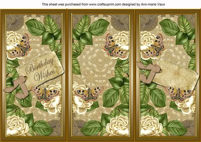 Cream Roses Birthday Wishes Quick Tri-fold Card