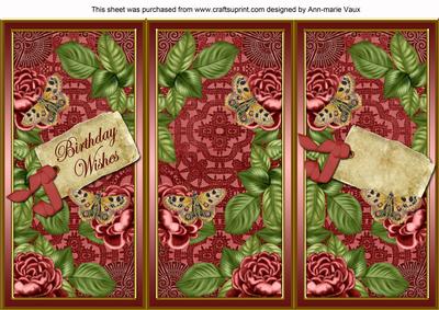 Dred Roses Birthday Wishes Quick Tri-fold Card