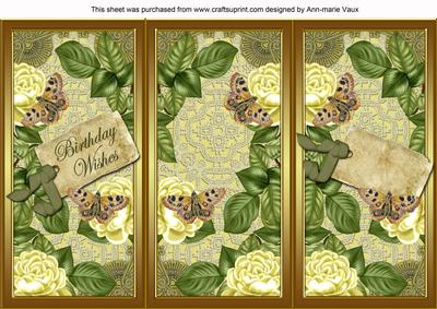Lemon Roses Birthday Wishes Quick Tri-fold Card