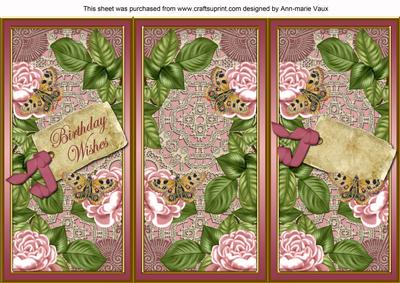 Pink Roses Birthday Wishes Quick Tri-fold Card