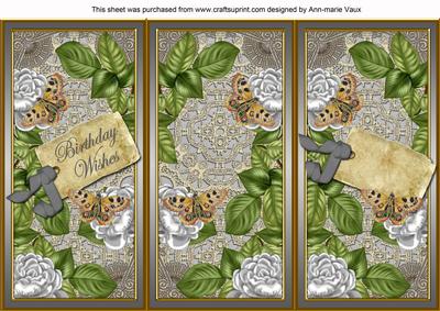 Silver Roses Birthday Wishes Quick Tri-fold Card