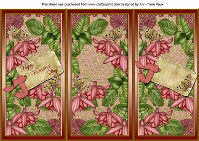 Pink Fushsia Valentines Day Quick Tri-fold Card