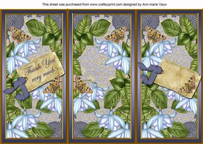 Blue Fushsia Thank You Quick Tri-fold Card