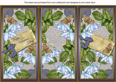 Blue Fushsia Valentines Day Quick Tri-fold Card