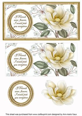 Cream Magnolia If Friends Were Dl Decoupage Topper
