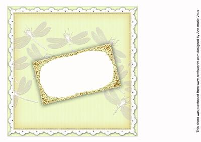 White & Cream Hint Dragonfly 8inch Orchid Card Insert Panel