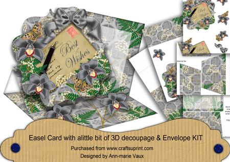 Silver Orchid Best Wishes Easel Bracket Card & Envelope Kit