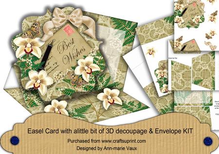 Cream Orchid Best Wishes Easel Bracket Card & Envelope Kit