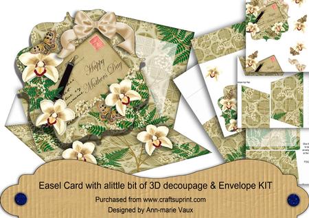 Cream Orchid Mothers Day Easel Bracket Card & Envelope Kit