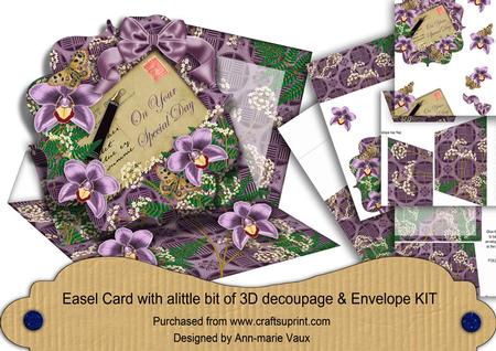 Purple Orchid Special Day Easel Bracket Card & Envelope Kit