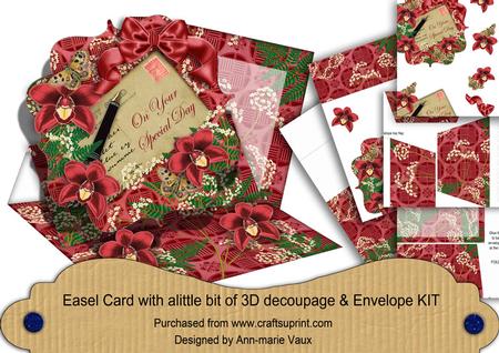 Red Orchid Special Day Easel Bracket Card & Envelope Kit
