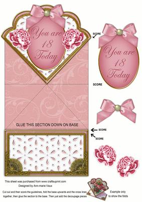 Pink Roses 18 Today Scallop Spring Card with Decoupage