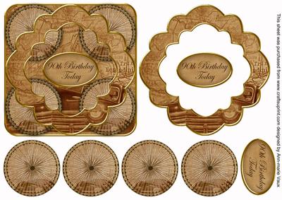 Tea Vintage Car 90th Birthday 3D Rosette Topper Sheet