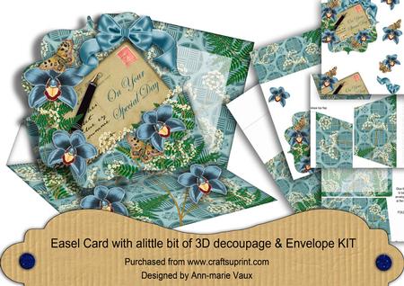 Teal Orchid Special Day Easel Bracket Card & Envelope Kit