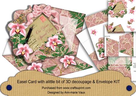 Pink Orchid Special Day Easel Bracket Card & Envelope Kit