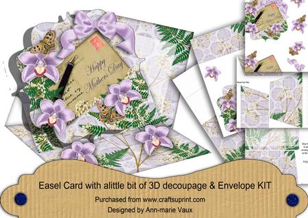 Lilac Orchid Mothers Day Easel Bracket Card & Envelope Kit