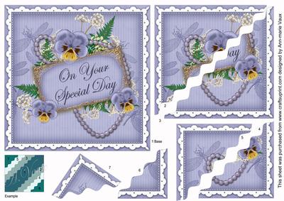 Pale Blue Pansy Special Day 6in Duo Wavy Corner Stacker