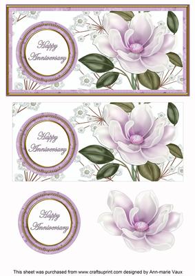 Lilac Magnolia Happy Anniversary Dl Decoupage Topper