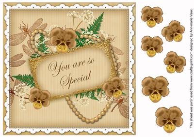 Cream Pansy So Special 8in Vintage Decoupage Topper