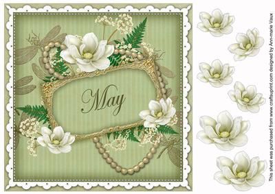 Olive Magnolia May 8in Vintage Decoupage Topper