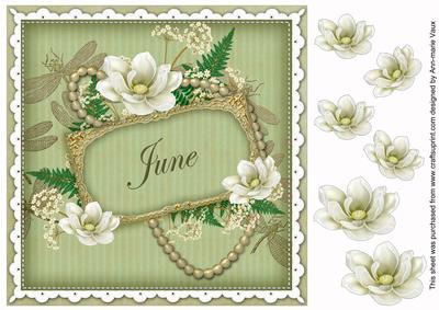 Olive Magnolia June 8in Vintage Decoupage Topper