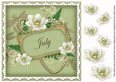Olive Magnolia July 8in Vintage Decoupage Topper
