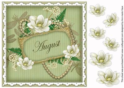 Olive Magnolia August 8in Vintage Decoupage Topper