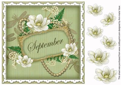Olive Magnolia September 8in Vintage Decoupage Topper