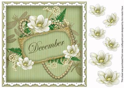 Olive Magnolia December 8in Vintage Decoupage Topper
