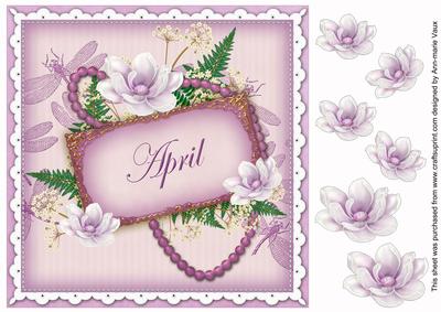 Lilac Magnolia April 8in Vintage Decoupage Topper