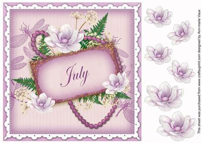 Lilac Magnolia July 8in Vintage Decoupage Topper