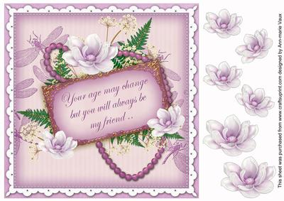 Lilac Magnolia Age Change Vintage 8in Decoupage Topper