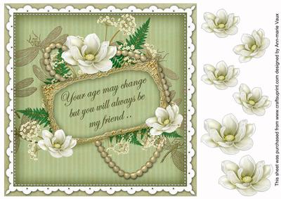 Olive Magnolia Age Change 8in Vintage Decoupage Topper