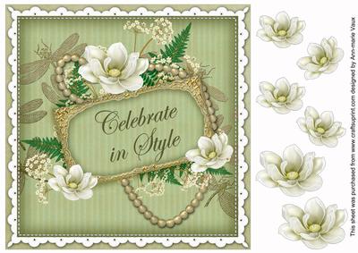 Olive Magnolia Celebrate 8in Vintage Decoupage Topper