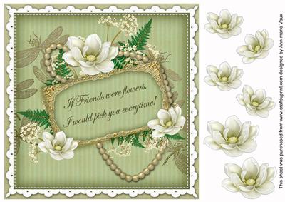 Olive Magnolia If Friends -  8in Vintage Decoupage Topper