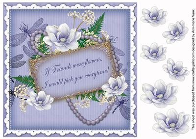 Pblue Magnolia If Friends -  8in Vintage Decoupage Topper