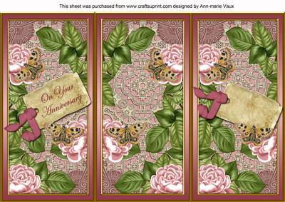 Pink Roses Your Anniversary Quick Tri-fold Card