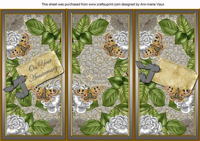 Silver Roses Your Anniversary Quick Tri-fold Card
