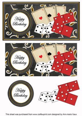 Black Games Happy Birthday Dl Decoupage Topper