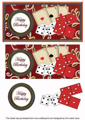 Red Games Happy Birthday Dl Decoupage Topper