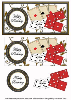 White Games Happy Birthday Dl Decoupage Topper