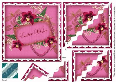 Cerise Orchid Easter Wishes 6in Duo Wavy Corner Stacker