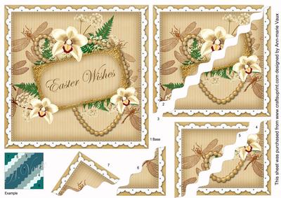 Cream Orchid Easter Wishes 6in Duo Wavy Corner Stacker