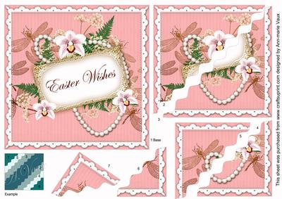 Pink Orchid Easter Wishes 6in Duo Wavy Corner Stacker