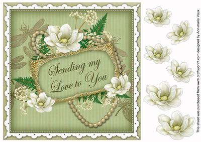 Olive Magnolia Sending Love 8in Vintage Decoupage Topper