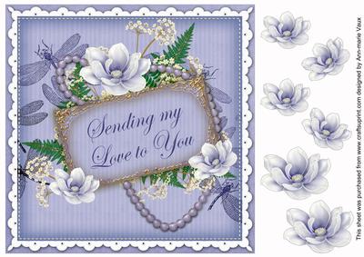 Pblue Magnolia Sending Love 8in Vintage Decoupage Topper